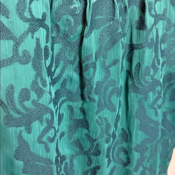 Anthropologie Moulinette Soeurs Dark Teal Dress Embroidered Ruffle US 6 - Picture 4 of 7